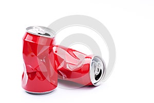 Red crushed cans photo