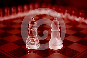 Red crystal bishop pieces