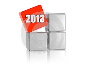 Red cube with 2013 on boxes