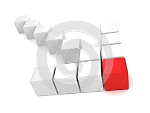 Red cube leader of arrow team group