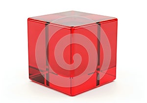 A red cube shaped object on a white background