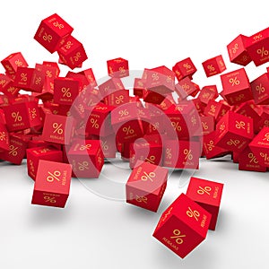 Red Cubes falling and discounts photo