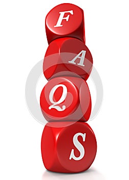 Red cubes illustrating FAQs