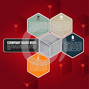 Red cubic background for brochure or web