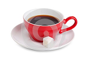 Tazza da caffè un fetta da bianco zucchero 