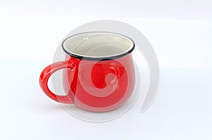 Red cup for coffee or tea on whith