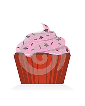 Red cup cupcake with pink frosting