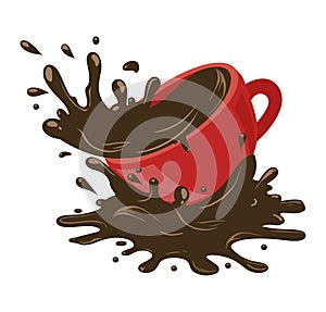 Red cup Spilled coffee vector