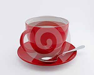 Red cup of tea isolated on a white background with clipping path.