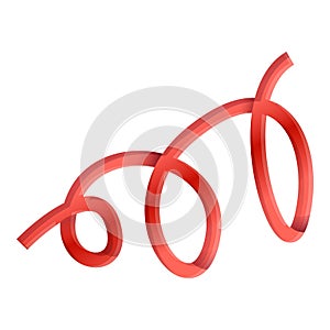 Red curly serpentine icon, cartoon style