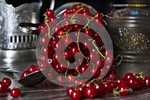 Red currants in a glass
