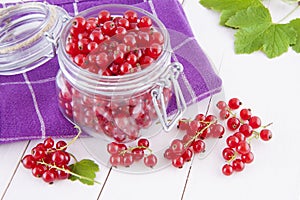 Red currants in a jar