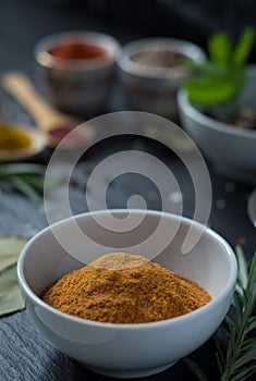 Red curry on porcelain photo