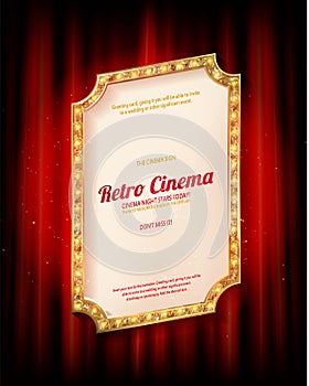 Red Curtain Background Blank Billboard