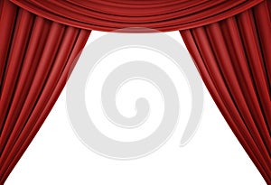 Red curtain of a classical theater isolated on white background. 3d render