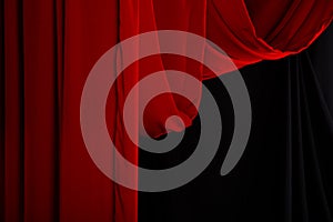 Red Curtain drape wave with studio lighting