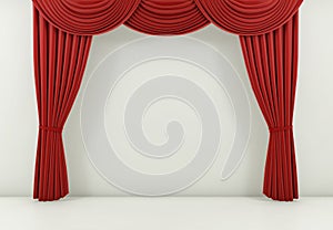 Red curtain or drapes background. 3d render