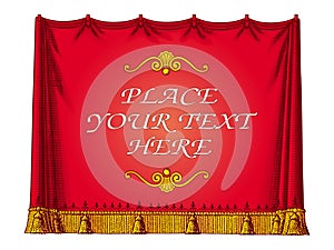 Red curtain frame vector