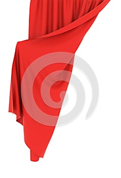 Red curtain half-opened with white background