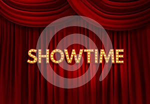 Red Curtain ShowTime Background. Vector Illustration. EPS10
