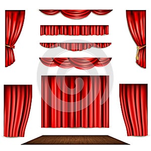 Red Curtain And Stage Icons Set