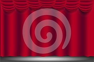 Red curtain for the stage. Vector background from theatrical velvet. Luxurious background from fabric