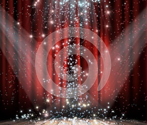 Red curtain with star