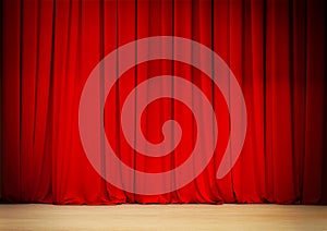 Red curtain of theater stage