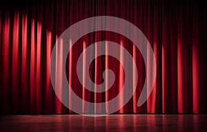 Red curtain theatre or cinema stage