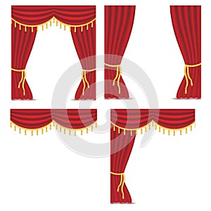 Red curtains with drapery set