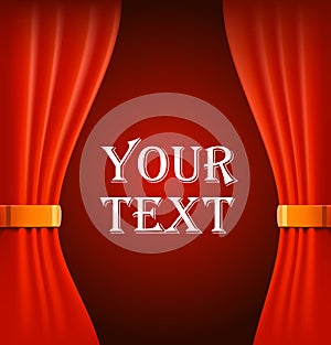 Red curtains with sample text photo