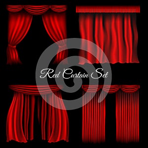 Red curtains on transparent background