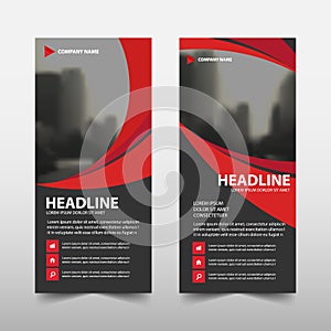 Red curve roll up business brochure flyer banner design , cover presentation abstract geometric background, modern publication