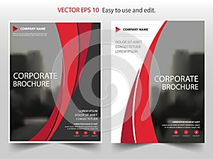 Red curve Vector Brochure annual report Leaflet Flyer template design, book cover layout design, abstract business presentation
