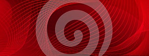 Red curved lines create a dynamic abstract background
