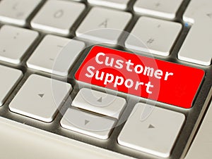 Customer support button on a computer keyboard.