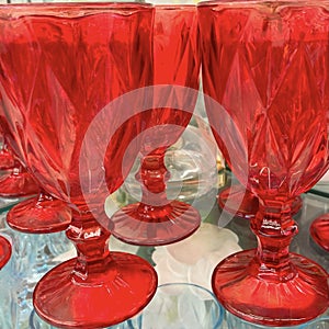 Red Cut Glass Goblets
