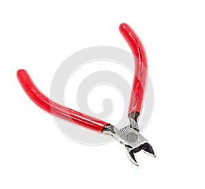 Red cutting plier on white