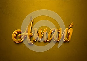 Golden 3D editable text effect of Arabic name Amani photo