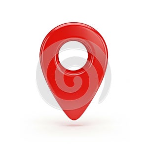 Red 3D Map Location Pin Icon on White Background with Subtle Shadow marker