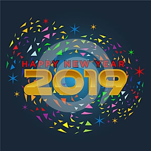 2019 on White Background, New Year 2019, 3D Illustration, Happy New Year 2019