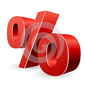 Red 3D percent sign