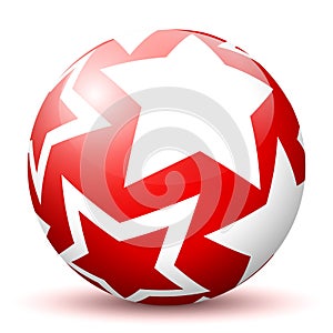 Beautiful Red 3D Vector Sphere with Mapped White Starlet Texture photo