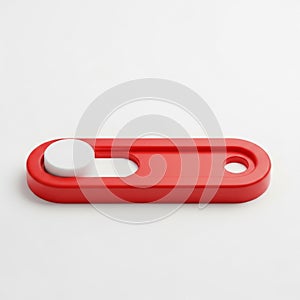 Red 3D Toggle Switch with White Button on White Background slider