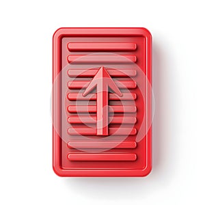Red 3D Upload Button Icon Digital Progress Data Transfer Arrow Up AI generated.
