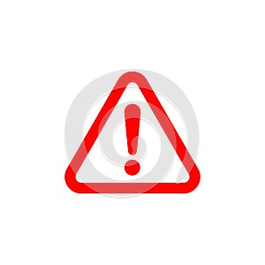 red Danger sign vector icon. Attention caution illustration.