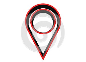 Red and dark gray 3D Map Location Pin, marker or also called pointer.