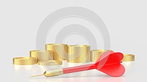 The red dart and coins or Business concept 3d rendering