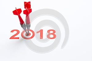 Red dart hit on 2018 text