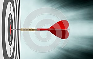 Red Dart Hitting Target on the Center, Success Concept